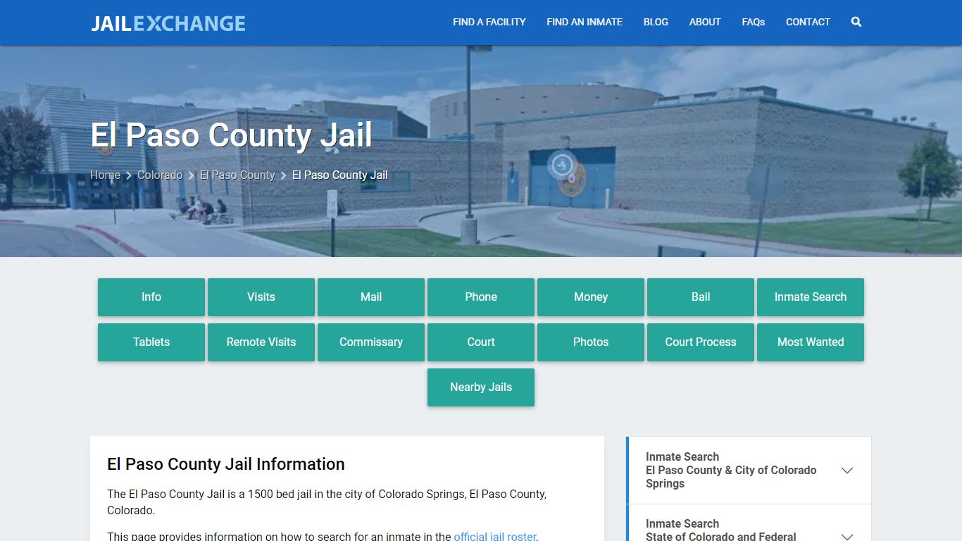 El Paso County Jail, CO Inmate Search, Information